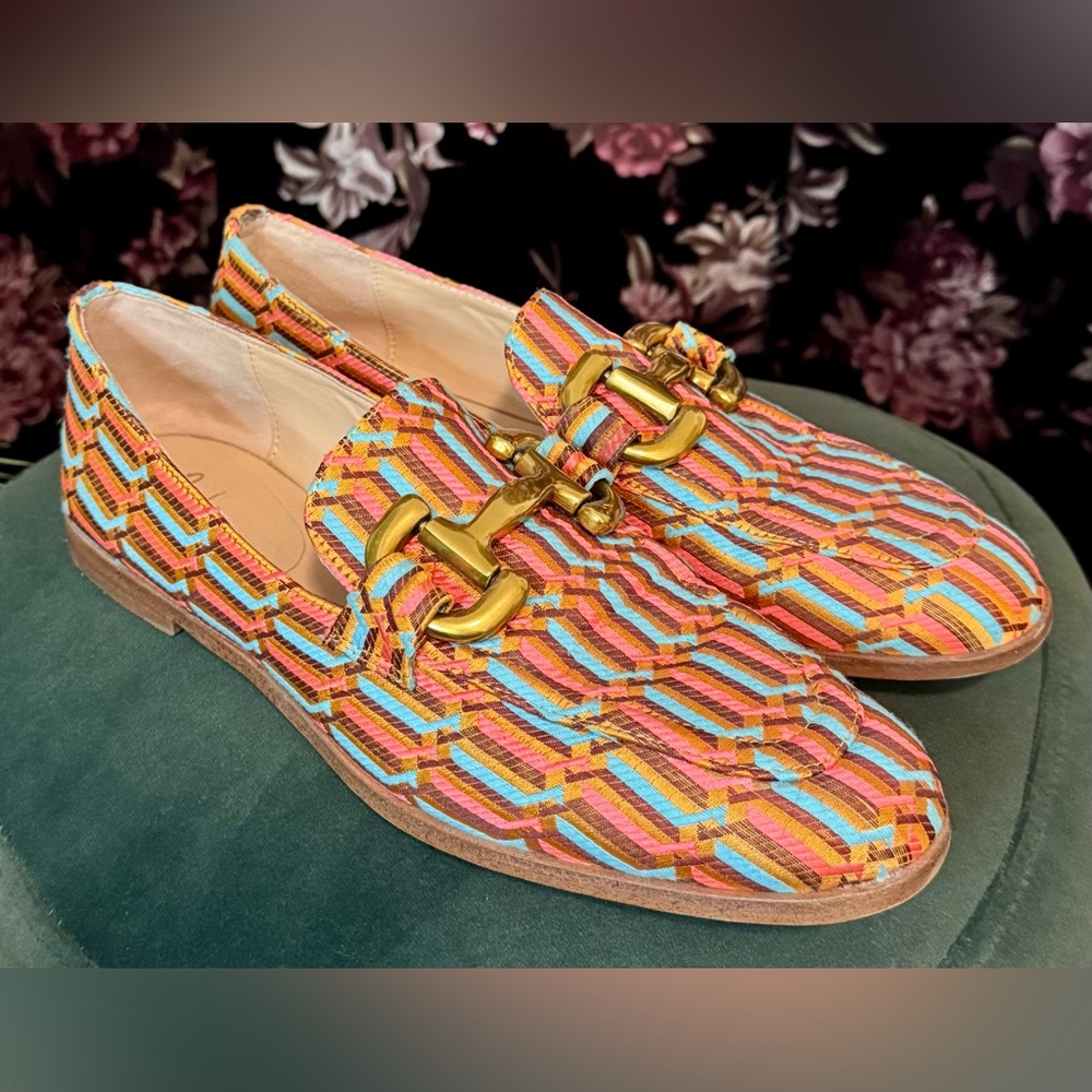 Boden Snaffle Jacquard Loafers Geometric Woven Slip On Size 41